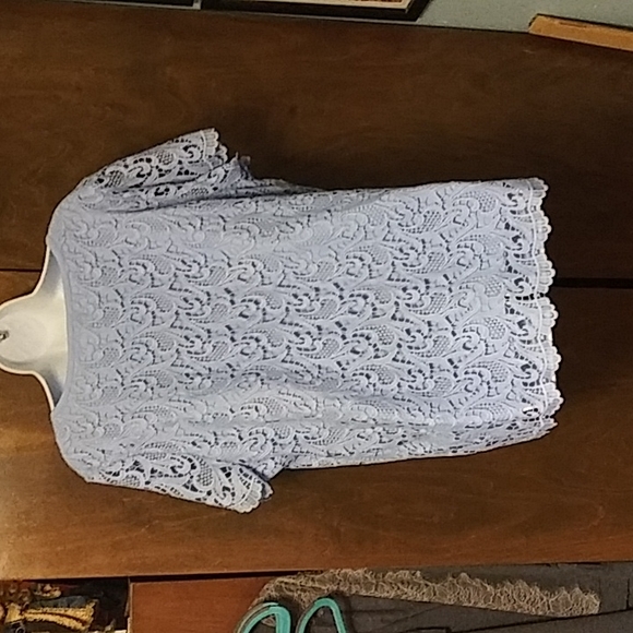 NWOT - CHICO'S - LIGHT BLUE LACE TOP - 3 - Picture 4 of 8